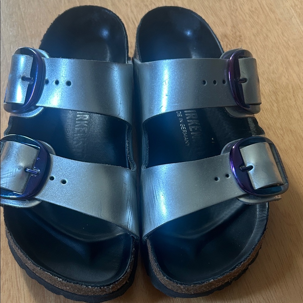 Birkenstock Glossy Silver Sandals